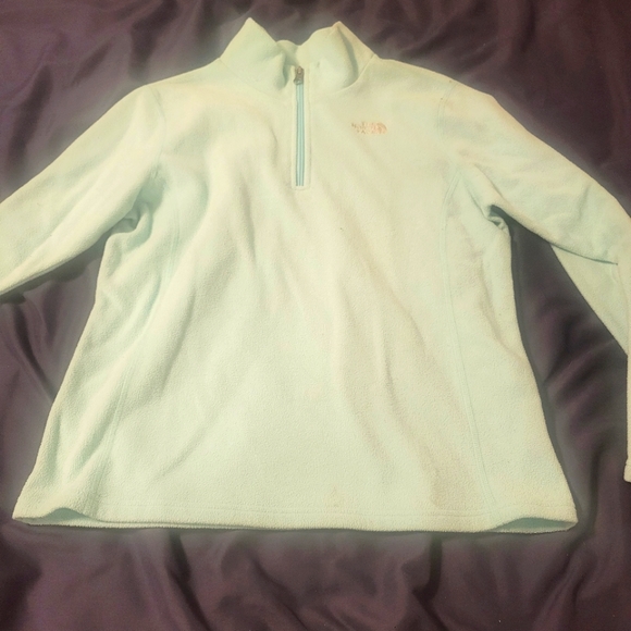 The North Face Microvelour 1/4 Zip womans medium Polartec Light Blue Pullover - Picture 1 of 8